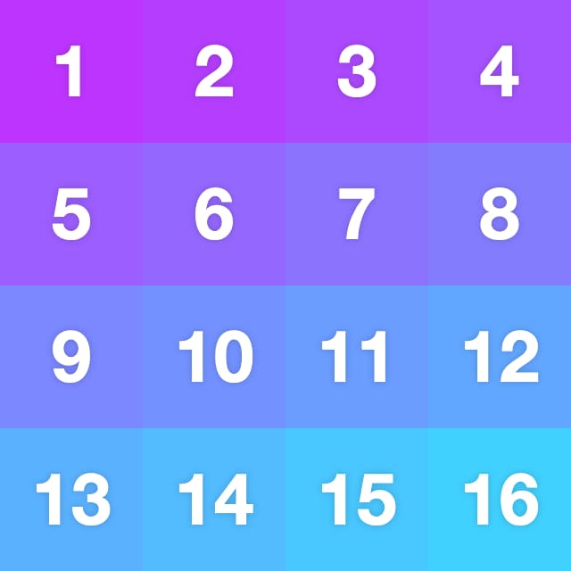 Sliding Puzzle 4x4 Numbers - Free Online Fifteen Puzzle @omaegames.com}
